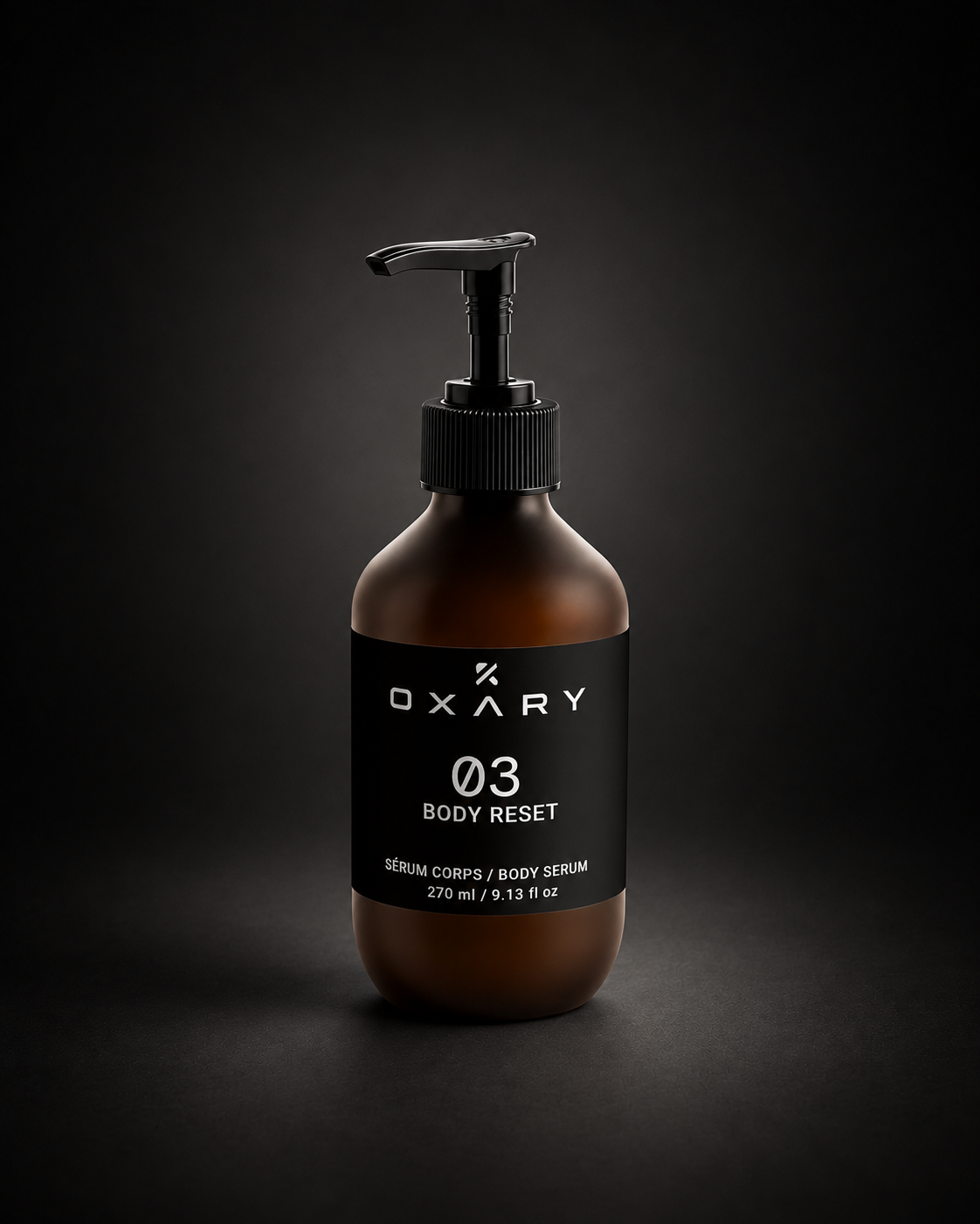 The BODY RESET bottle, OXARY body serum